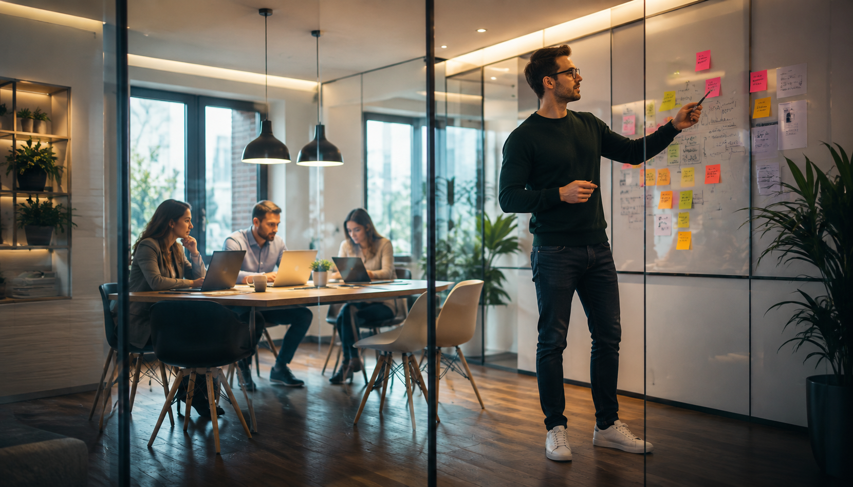 Digitale Kanzlei – Team arbeitet digital im modernen Büro